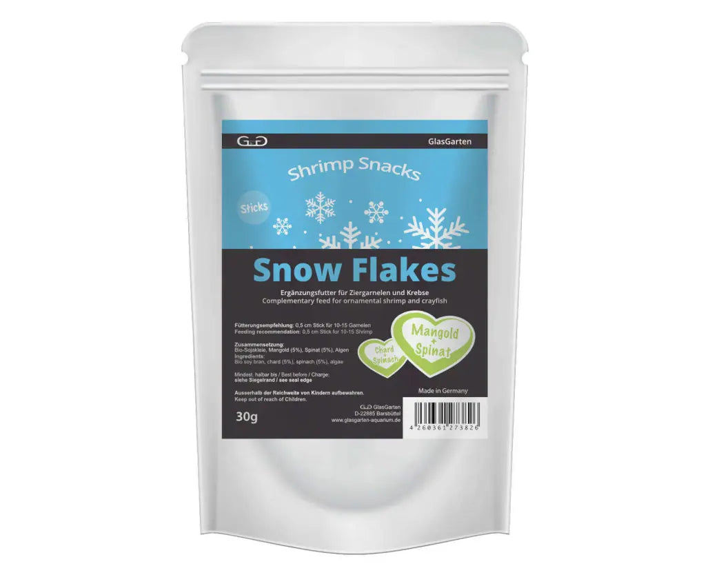 GlasGarten Shrimp Snacks Snow Flakes - Chard-Spinach 30g