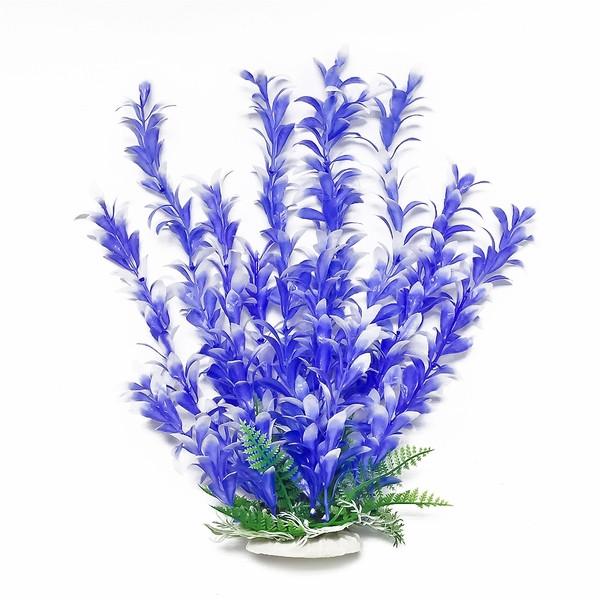 AQUATOP Artificial Plant W/ Weighted Base -Bacopa-Like (Blue/White)