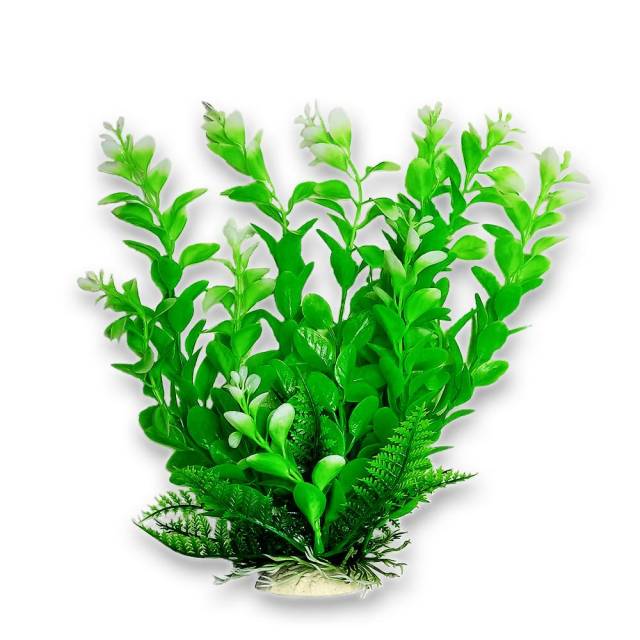 AQUATOP Artificial Plant W/ Weighted Base -Green Plant Light White Tips
