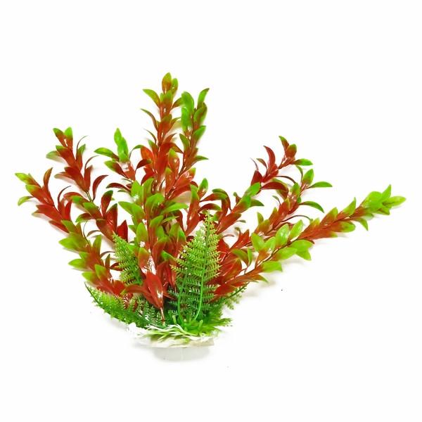 AQUATOP Artificial Plant W/ Weighted Base -Hygro-Like (Green/Red)